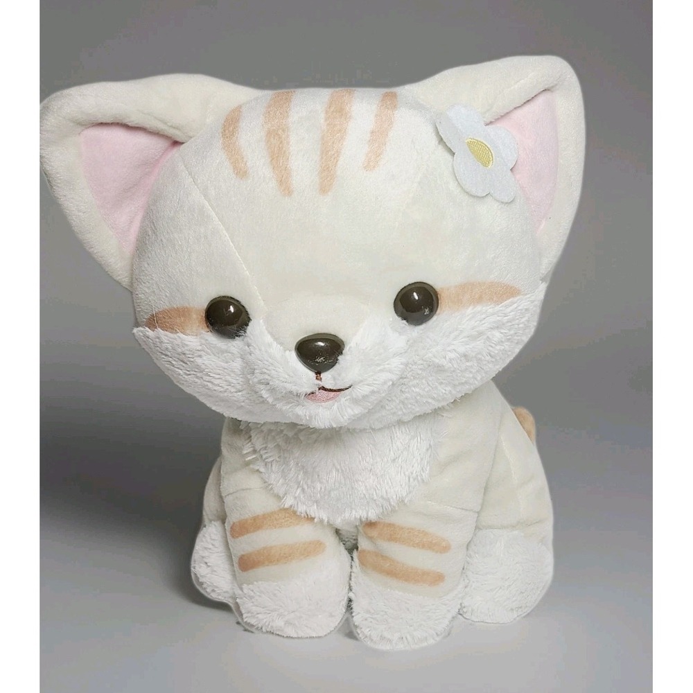 AMUSE Sunaneko Sunny Sand Cat Plush 14" Cream Brown Stripes Stuffed Animal